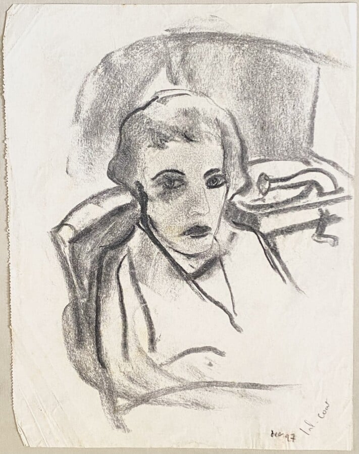 Pierre TAL COAT (1905-1985) - 3 portraits de femmes - Un fusain sur papier, sig…