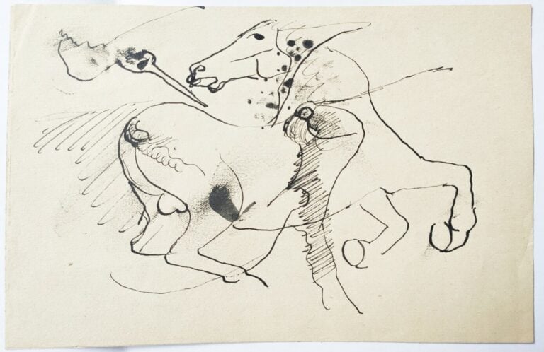 Pierre TAL COAT (1905-1985) - Chiens - Chevaux - Buffle - 2 encres et 3 crayons…