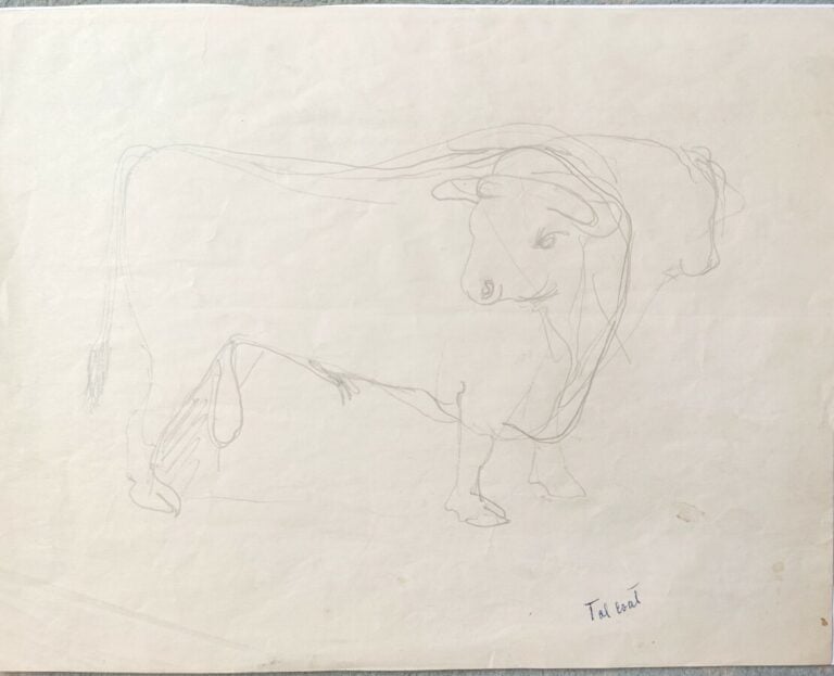 Pierre TAL COAT (1905-1985) - Chiens - Chevaux - Buffle - 2 encres et 3 crayons…