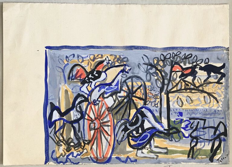 Pierre TAL COAT (1905-1985) - Composition animée, 1945 - Aquarelle et encre sur…