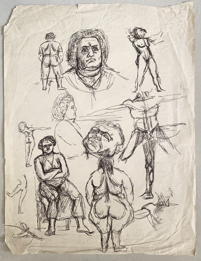 .Pierre TAL COAT (1905-1985) - Esquisses de personages - 2 visages; - Un crayon…