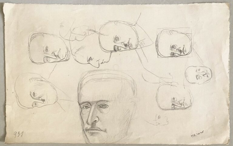 Pierre TAL COAT (1905-1985) - Etudes de visages d'hommes (3) - Visage de profil…