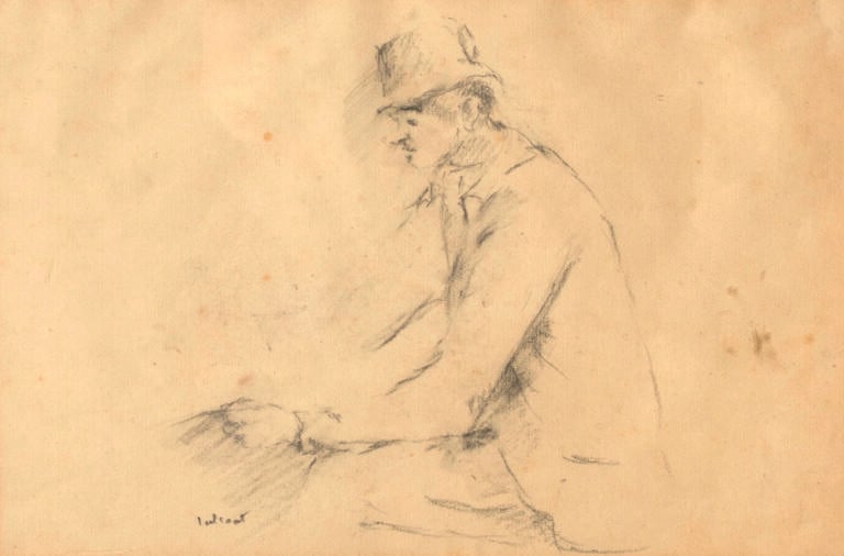 Pierre TAL COAT (1905-1985) - Homme assis - Fusain sur papier, signé en bas ver…