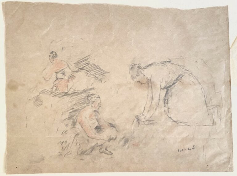 Pierre TAL COAT (1905-1985) - Nu assis - Etude de femmes - 1 crayon et fusain s…