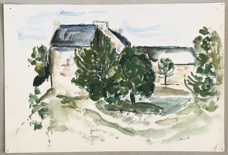 Pierre TAL COAT (1905-1985) - Paysage avec une maison 1926 - Aquarelle sur papi…