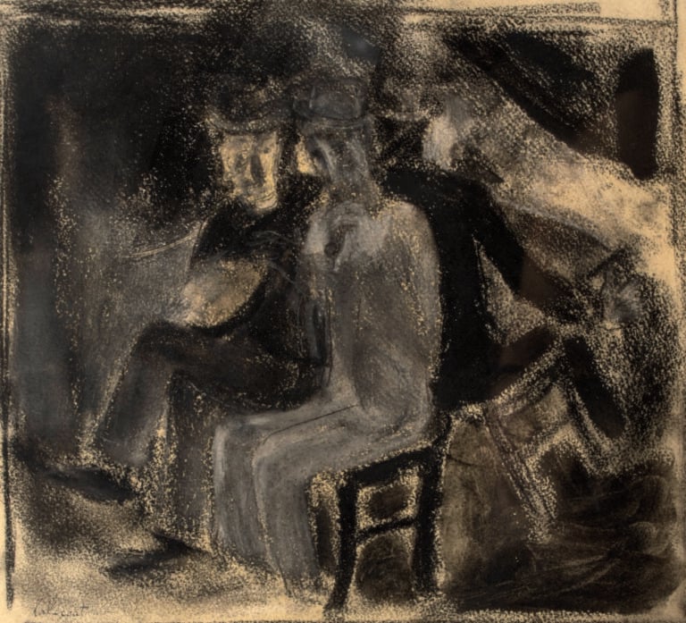Pierre TAL COAT (1905-1985) - Personnages assis, circa 1927 - Fusain et gouache…