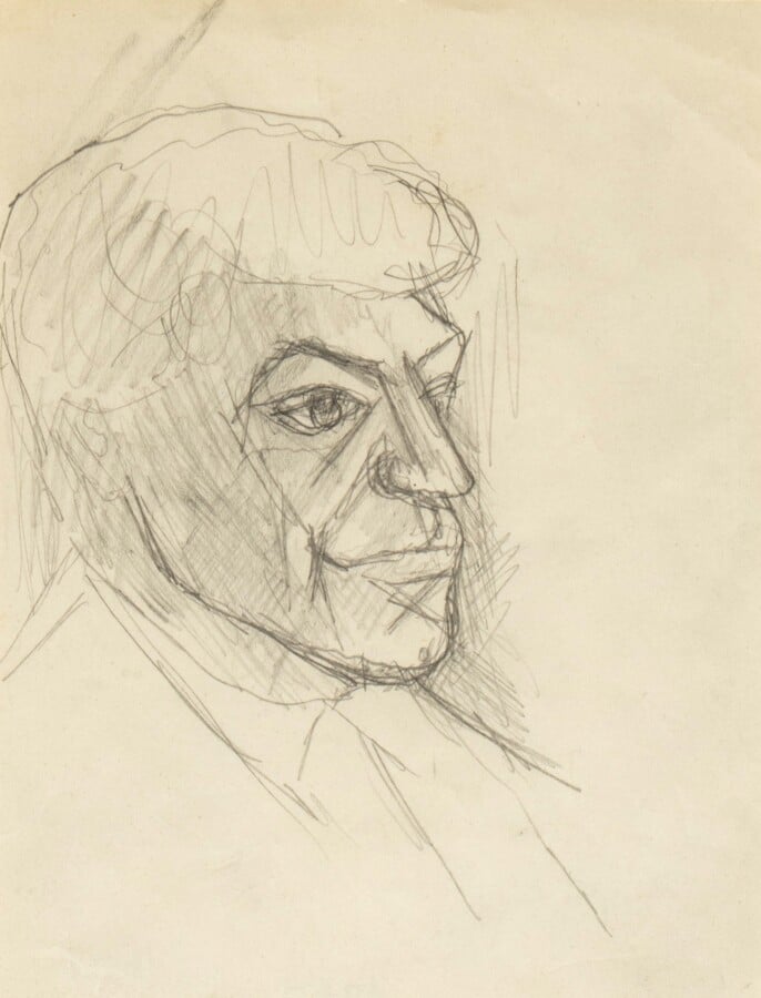 Pierre TAL COAT (1905-1985) - Portrait de Giacometti, 1934-1935 - Crayon sur pa…