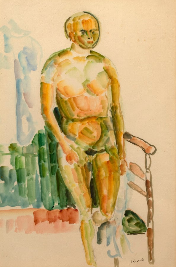 Pierre TAL COAT (1905-1985)(( ref 139) - Nu à la chaise, 1927 - Aquarelle sur p…