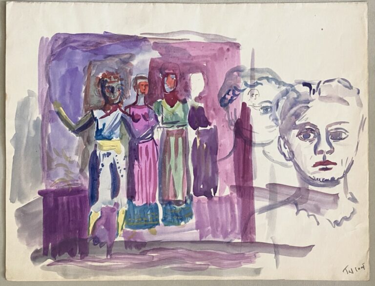 Pierre TAL COAT (1905-1985) - Scène théâtrale, 1938 - Aquarelle sur papier, sig…