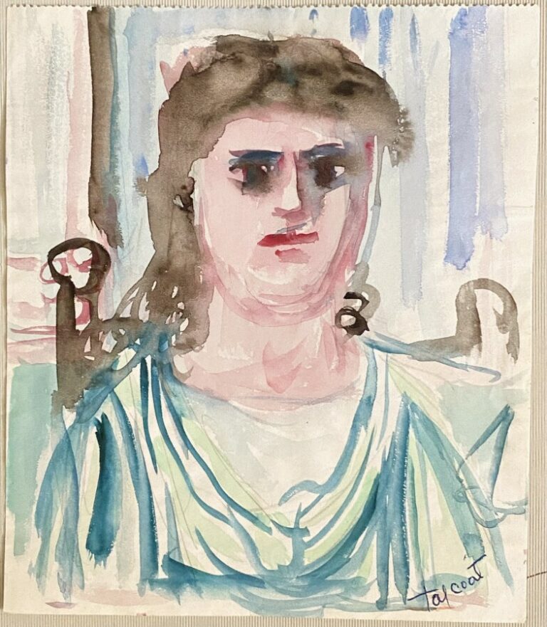 Pierre TAL COAT (1905-1985) - Visage de femme, 1944 - Aquarelle sur papier, sig…