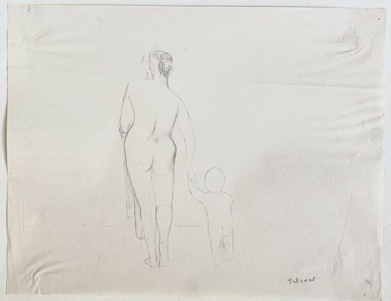 Pierre TAL COAT (1905-1985) - Visage de femme ; Nu de dos avec l'enfant, (signé…