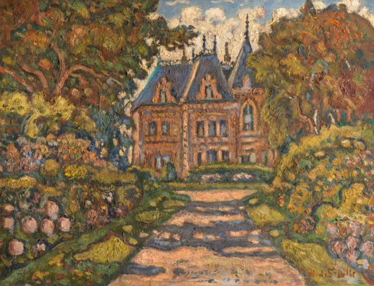 René Liénard de SAINT DELIS (1873-1958) Le Manoir - Huile sur carton, signée en…