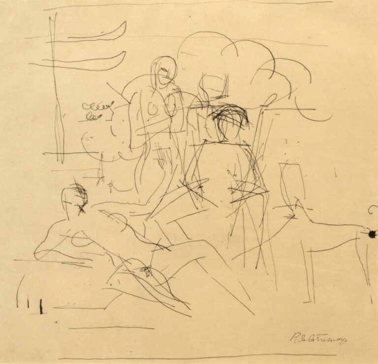 Roger DE LA FRESNAYE (1885-1925) - Composition avec personnages - Encre sur pap…
