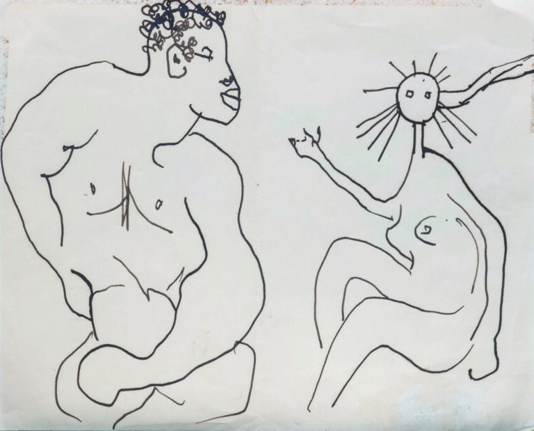 Roger HILTON (1911-1975) - femme nue et homme - Encre sur papier , étiquette au…