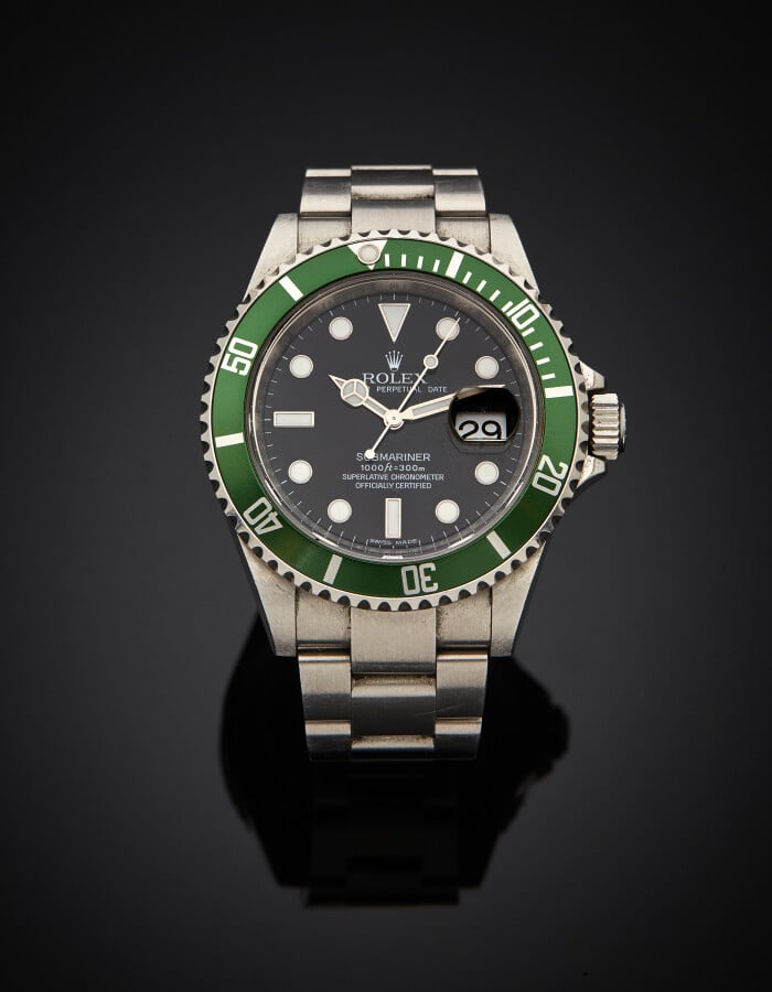 ROLEX - BRACELET MONTRE modèle « Kermit Submariner Oyster Perpetual Date » en a…