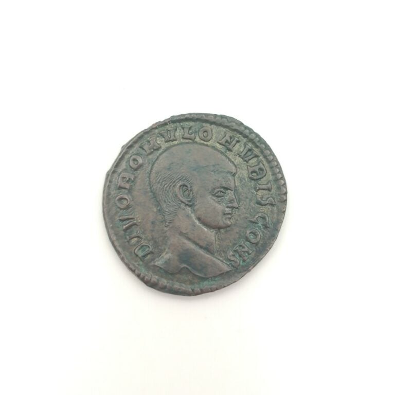 Romulus divinisé, fils de Maxence (306-312). Follis au Mausolée de Romulus mort…