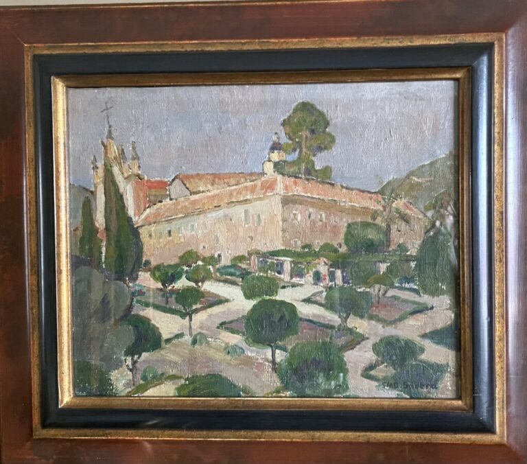 SMD SOUTRA . Atelier de M Denis Le monastère de Cimiez à Nice. Huile sur toile…