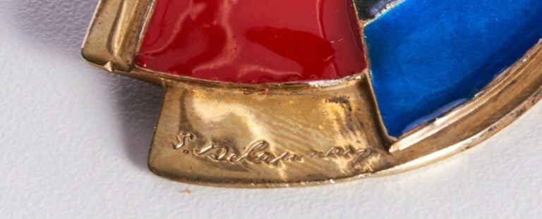 SONIA DELAUNAY X EDITION ARTCURIAL (1981) - BROCHE-PENDENTIF "ABSTRACTION" en a…