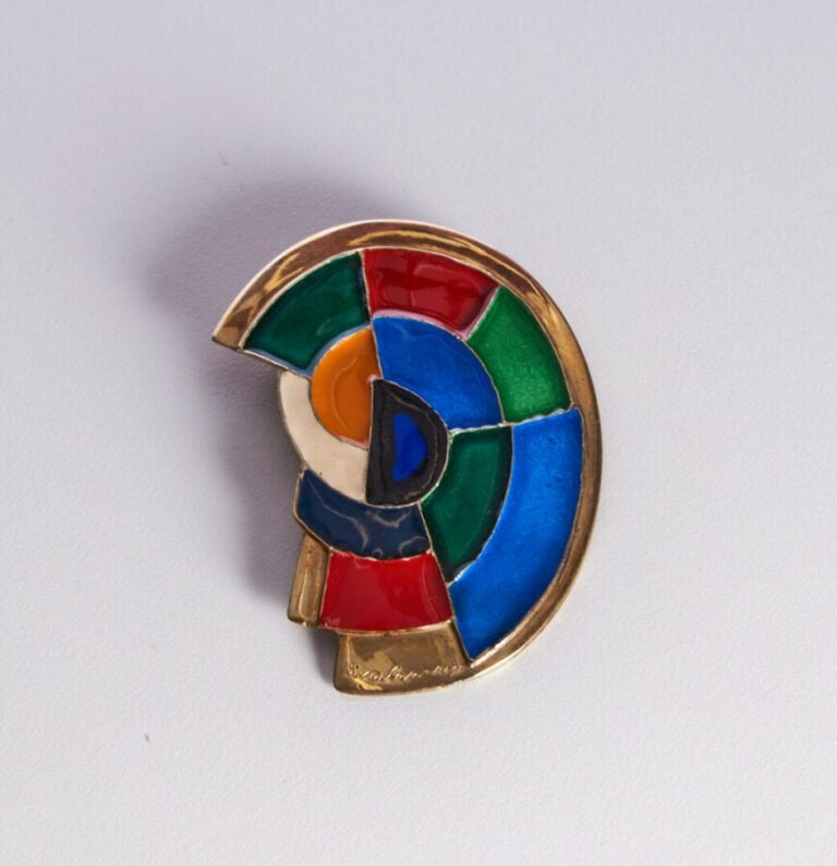 SONIA DELAUNAY X EDITION ARTCURIAL (1981) - BROCHE-PENDENTIF "ABSTRACTION" en a…