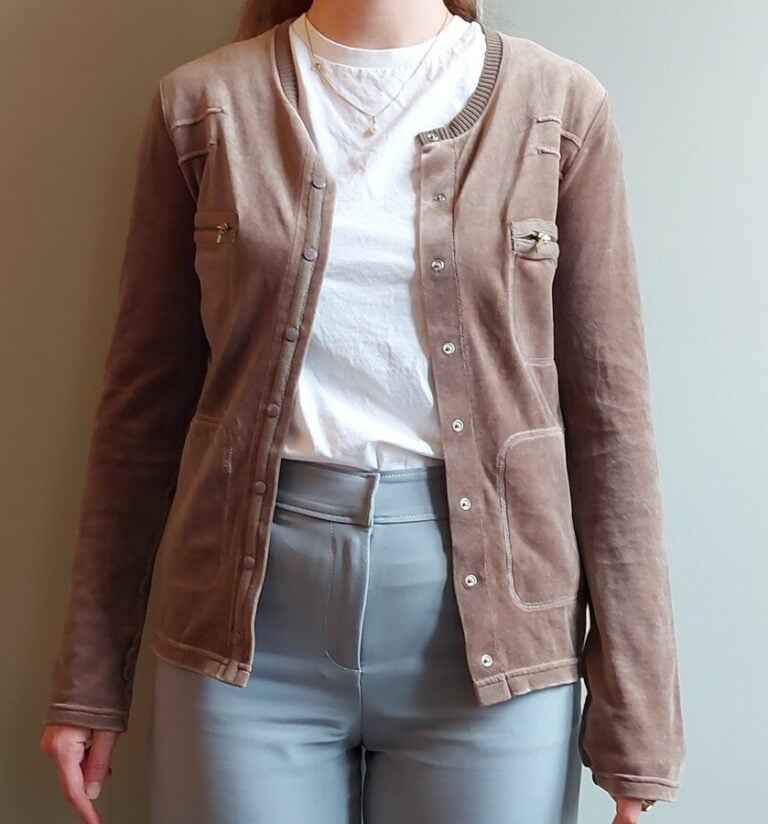 SONIA RYKIEL - Gilet en velours taupe à poches zippées et boutons pression - ta…