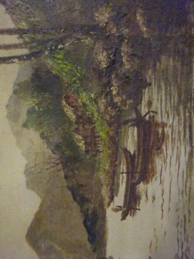 TRINH THANH TUNG (1942) - Personnages en bateau sur la rivière, près d'une mais…