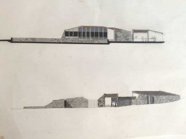 Un ensemble de 16 dessins, calques , photographies de maquettes... d'architecte…