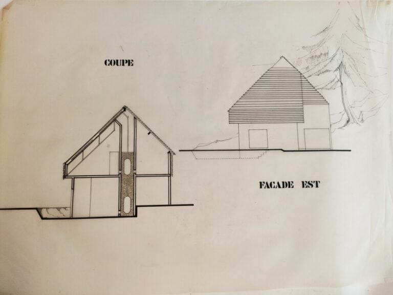 Un ensemble de14 dessins, calques , photographies de maquettes... d'architecte…