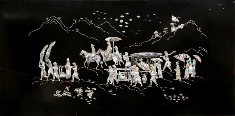 [X] ECOLE VIETNAMIENNE / INDOCHINOISE (Active XXe siècle) - Scène de procession…
