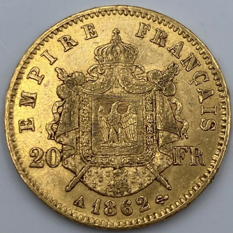 1 pièce de 20 Francs en or type " Napoléon III Tête laurée" - 1862 A