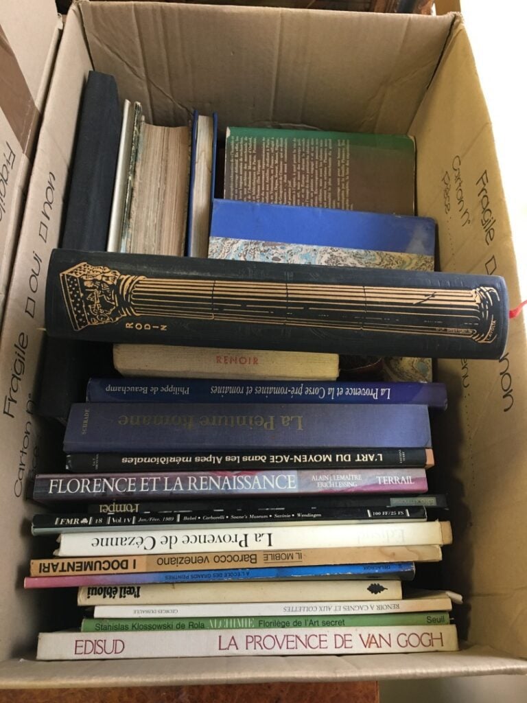 5 cartons de livres, principalement livres d'art, icônes, et divers