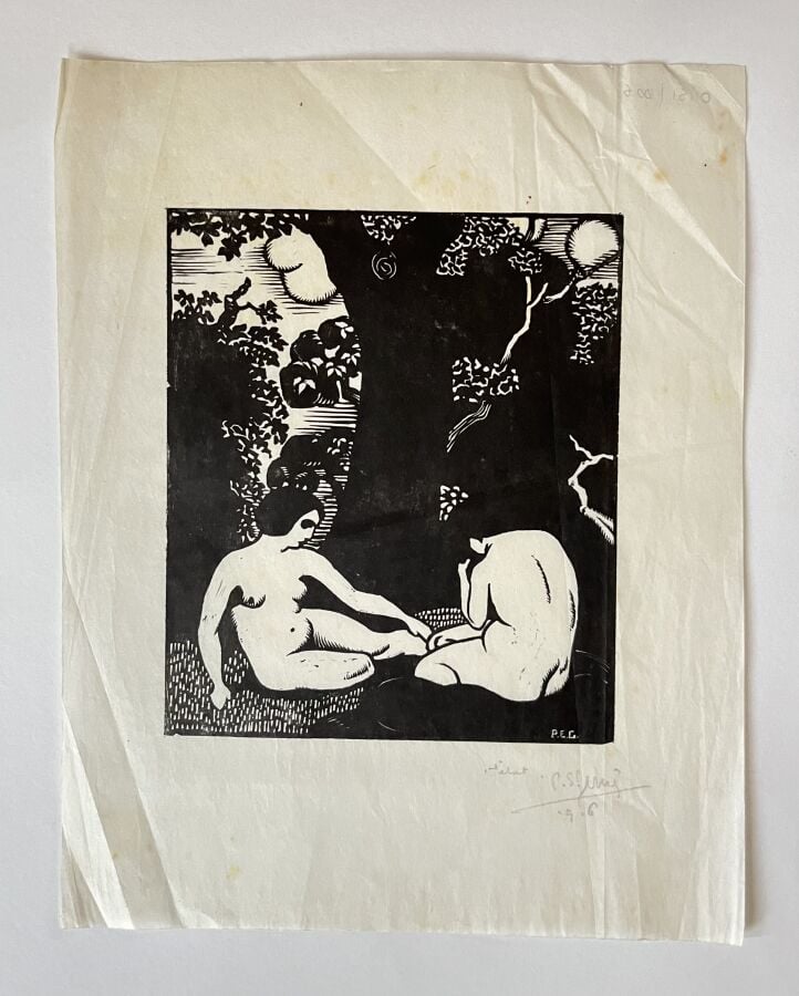 Albert GLEIZES (1881-1953) - Baigneuse, 1911 - Bois gravé sur papier Japon, sig…