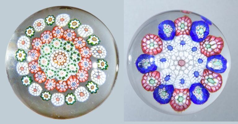 Baccarat. Deux presse-papiers - 1°/ Presse-papiers à motif de trois cercles con…