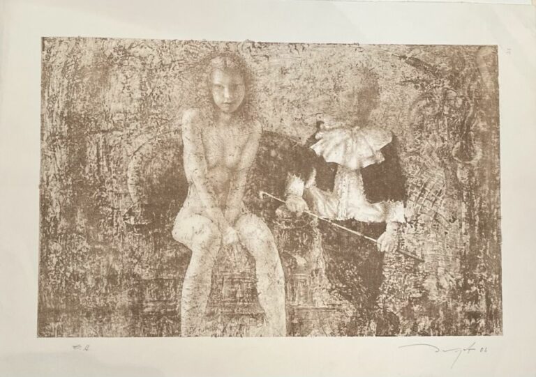 Boris ZABOROV (1937-2021 - Enfant et nus assis 2002 - Lithographie sur vélin, s…