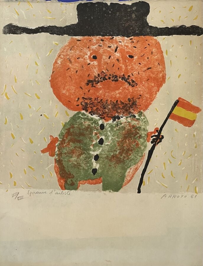 Eduardo ARROYO (1937-2018) - Franco, 1961 - Lithographie en couleurs sur Japon…