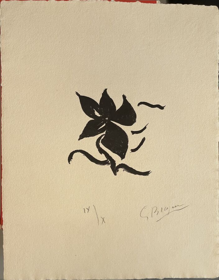 Georges BRAQUE (1882-1963) - Fleurs, 1962 (Vallier 181) - Bois gravé en couleur…
