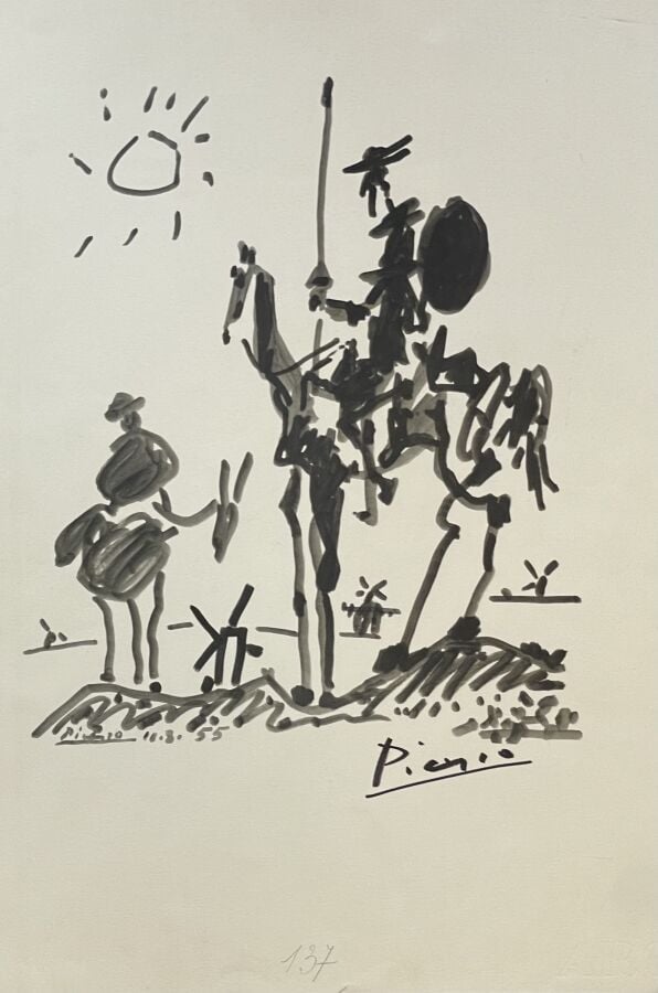 Pablo PICASSO (1881-1973), (d'après) - Don Quichotte et Sancho Panza, 1955 - Ph…