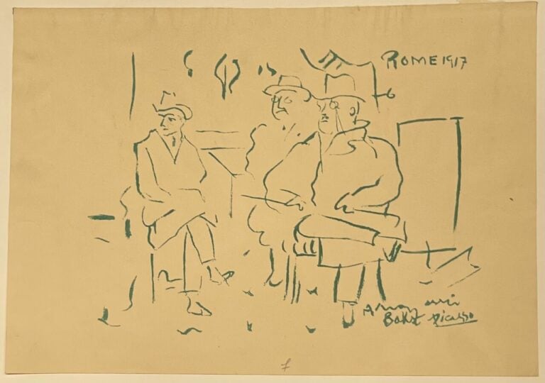 Pablo PICASSO (1881-1973) d'après - Portraits à Rome de Bakst, Cocteau et Diagh…
