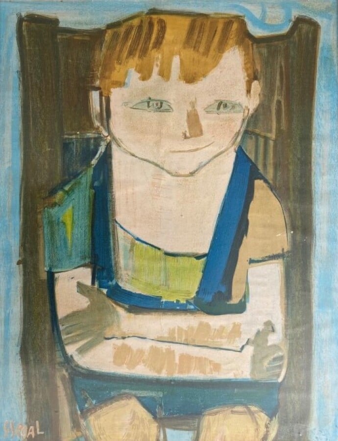 Simon SEGAL (1898-1969) (d'apres) - Jeune garçon - Lithographie en couleurs, si…