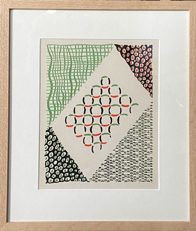 Sonia DELAUNAY (1885-1979) - Composition, 1930 - Pochoir en couleurs sur vélin,…