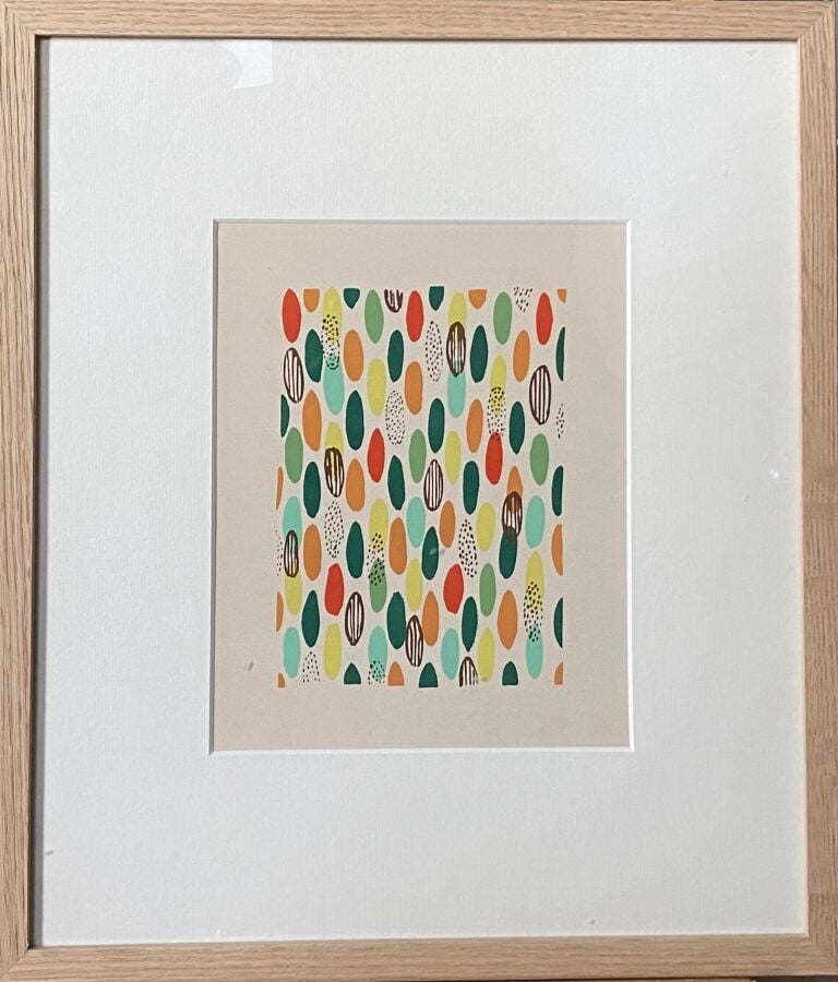 Sonia DELAUNAY (1885-1979) - Composition ronds vert, rouge orange, 1930 - Pocho…