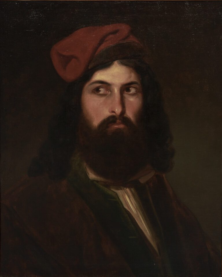 A. de POORTER (XIXème siècle). - Portrait d'homme au bonnet phrygien, 1836 - Hu…
