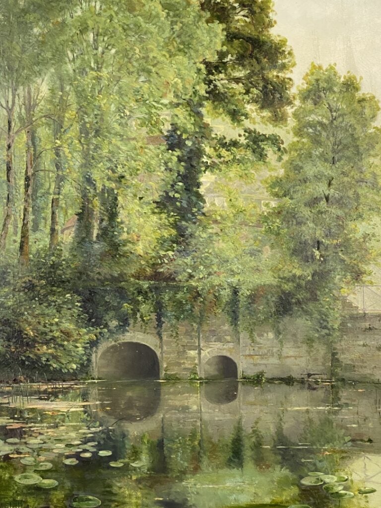 A. JULLIEN (XXe siècle) - Paysage au pont - Huile sur toile - Signé en bas à ga…