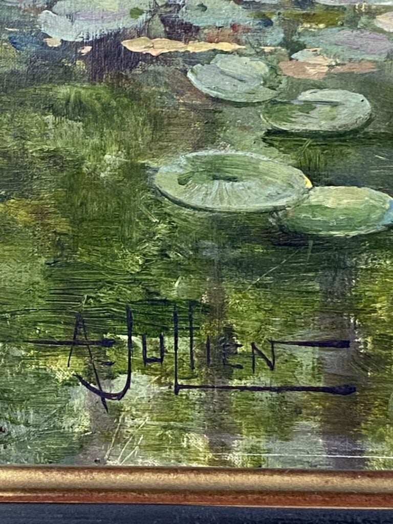 A. JULLIEN (XXe siècle) - Paysage au pont - Huile sur toile - Signé en bas à ga…