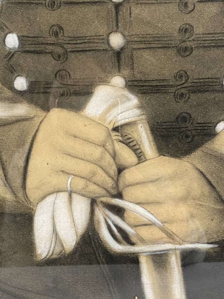 A. THIEBAULT (XIXème siècle) - Portrait de grenadier - Dessin au fusain et crai…