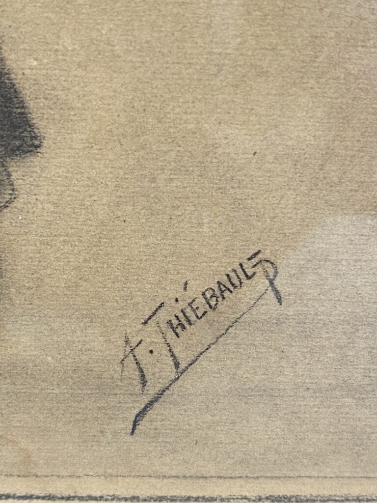 A. THIEBAULT (XIXème siècle) - Portrait de grenadier - Dessin au fusain et crai…