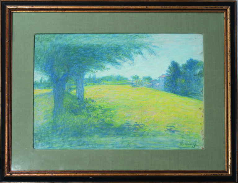Achille LAUGÉ (1861-1944) - Paysage de Cailhau - Pastel sur toile, cachet de la…