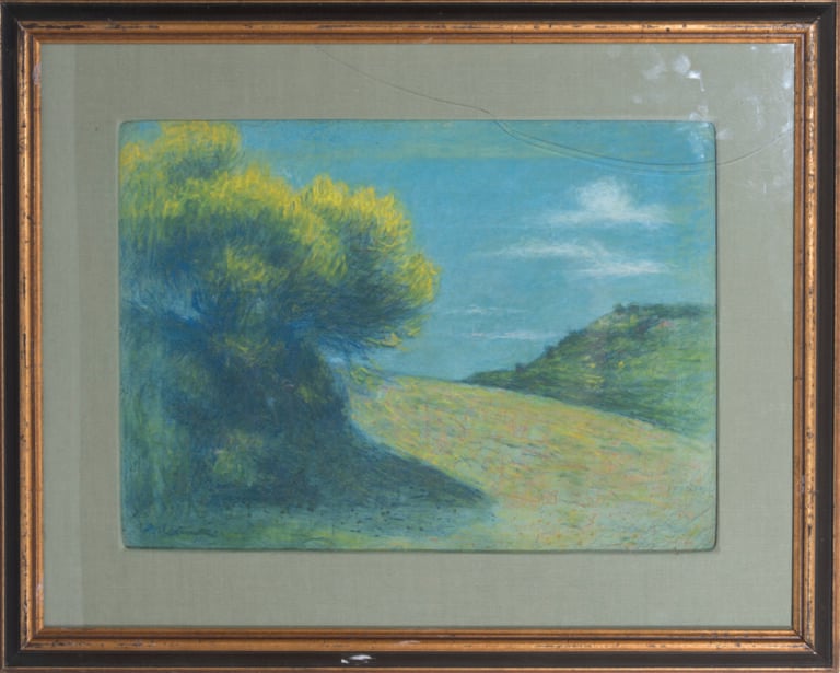 Achille LAUGÉ (1861-1944) - Paysage de Cailhau - Pastel sur toile, signé en bas…