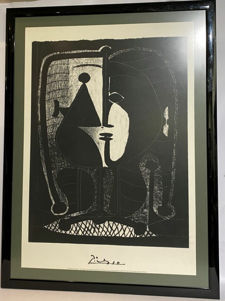 Affiche encadrée d'après Picasso - Composition avec personnage - 109 x 79 cm (à…