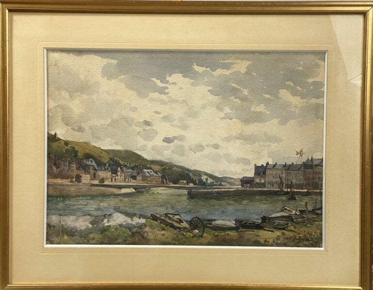 Alexis Eugène GUIGNÉ (1839-c.1920) - Vue de Fécamp - Aquarelle, signée en bas à…