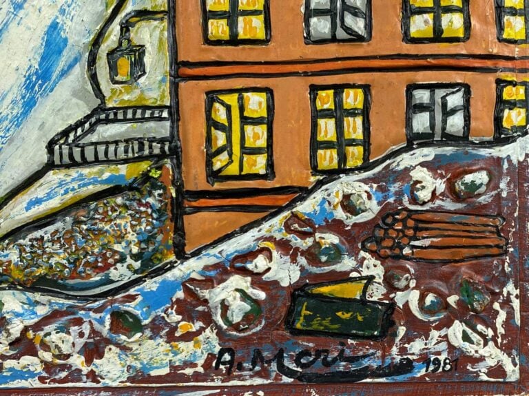 Alexis MORI (né en 1942) - Village de montage - Huile sur panneau - Signé et da…